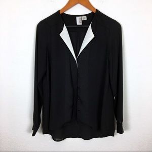 Anthropologie black and white blouse Small